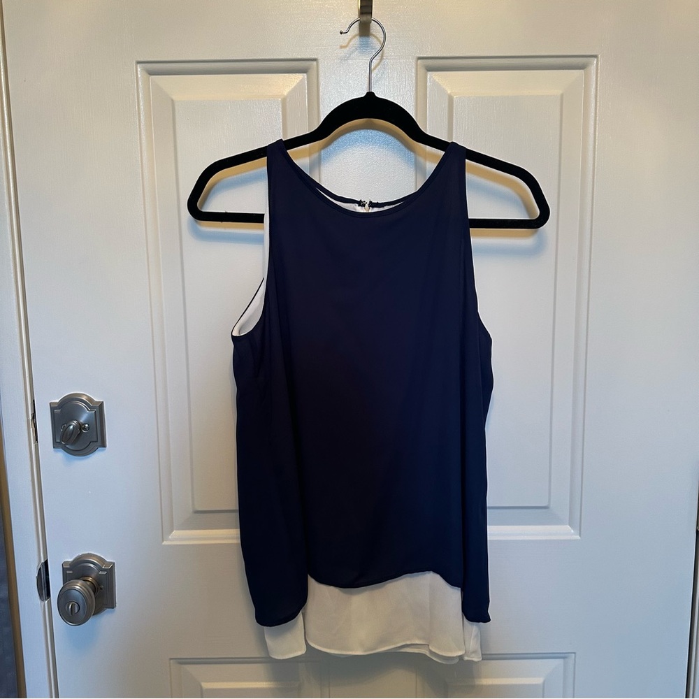 Women’s, Mercer & Madison Blue Asymmetrical Sleeveless Tank Top, Size Small